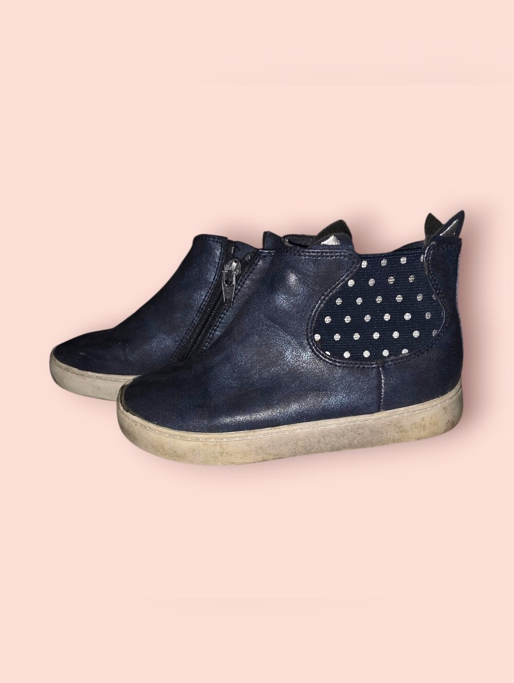 ^ Cat & Jack Navy Blue Polka Dot Chelsea Sneakers